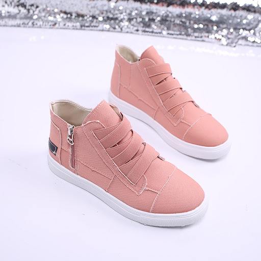 Title 5, Womens Canvas Flat Shoes Side Zipper Walking S...