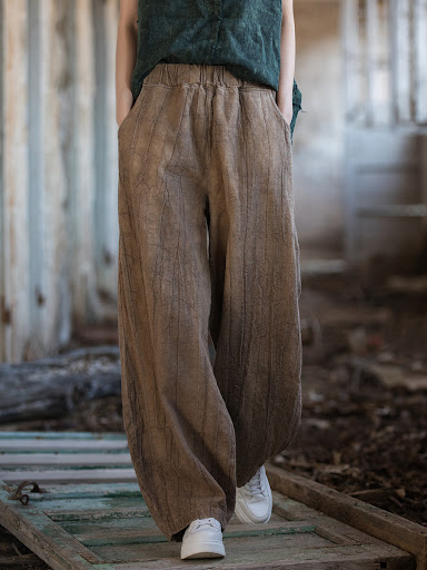 Title 4, Ramie Tie-dyed Distressed Trousers for Women, S...