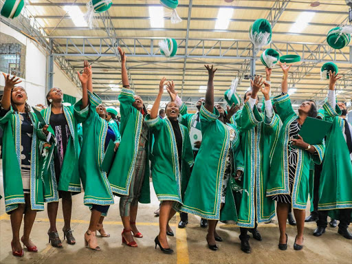 Aga Khan University graduands class of 2018 celebrate during the convocation on February 13 /VICTOR IMBOTO