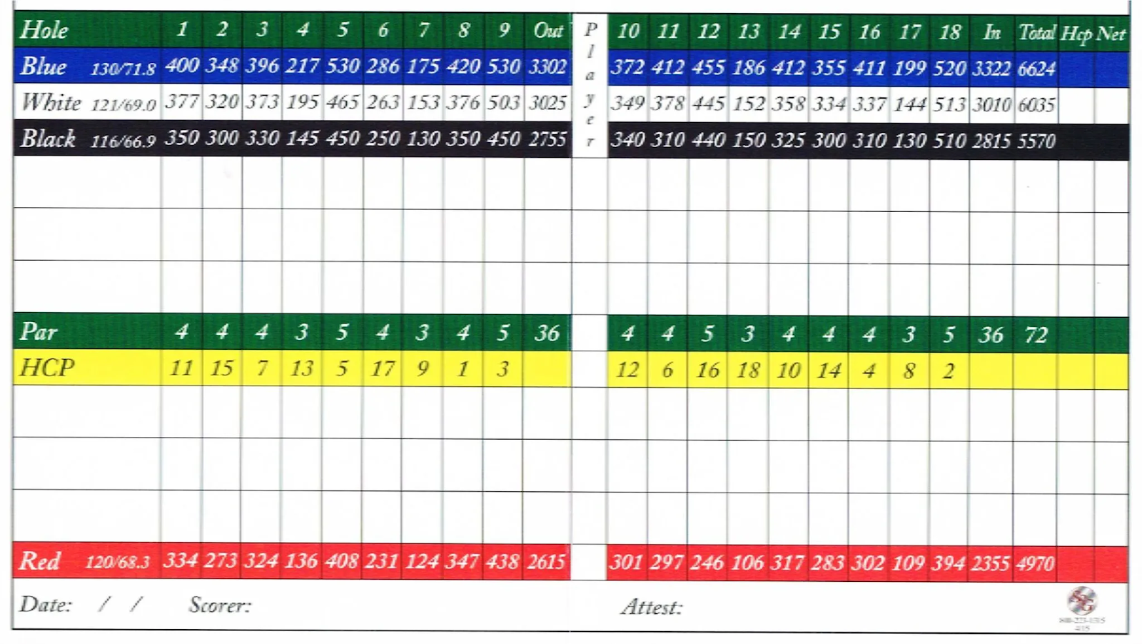 golf score card