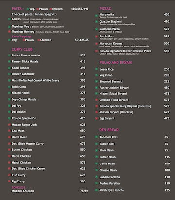 Rosado menu 