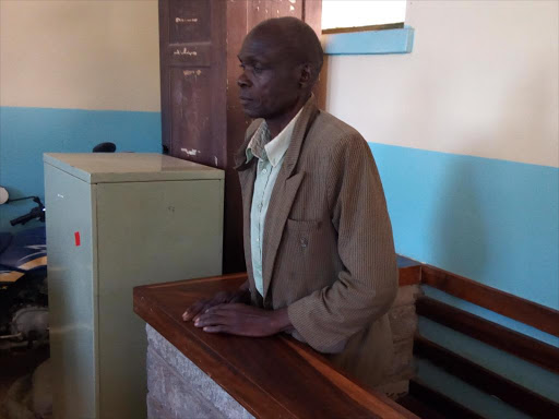 Jared Khisa alias Panadol at Webuye law courts where he was charged with inflicting serious injury during a cricumcision exercise, August 11, 2016. /BRIAN OJAMAA