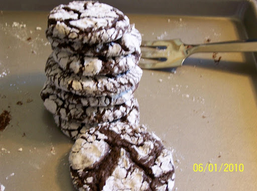 Cin's baking Cookies-chocolate crinkles (recipe is at least 50 yrs old)..my photos