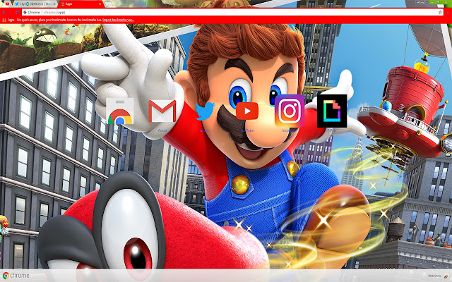 Super Mario Odyssey | Mario & Cappy 1600X900 chrome extension