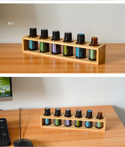 Title 7, Bamboo Essential Oil Storage Rack for 15ml Bott...