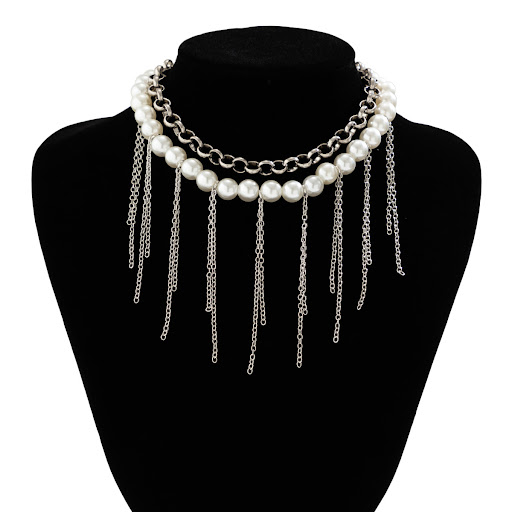 Title 6, Pearl Tassel Fun Design Double-layer Retro Neck...