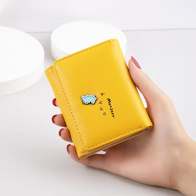 Monedero Mujer Corto Estilo Coreano con Hebilla Tres Pliegues Cartera Estudiante Dibujos Animados Monedero Pequeño Monedas Lindo