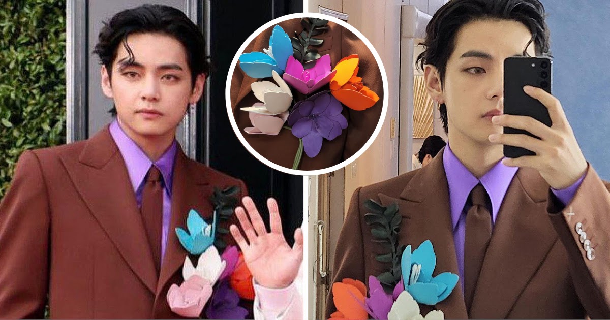 BTS's V Goes Viral Among Locals During The 2022 GRAMMYs As The Man With  Flowers On His Suit - Koreaboo