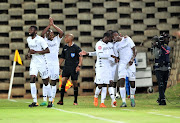 Mxolisi Machupu of Bidvest Wits celebrates a goal with teammates during the Absa Premiership 2018/19 match between Bidvest Wits and Free State Stars at Bidvest Stadium, Johannesburg on 04 August 2018. 
