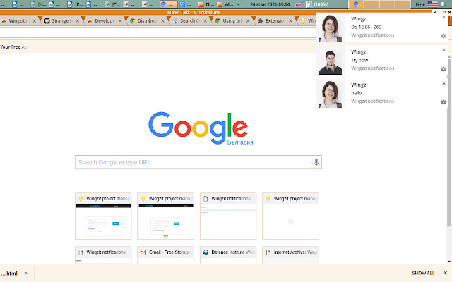 Wingzit notifications chrome extension