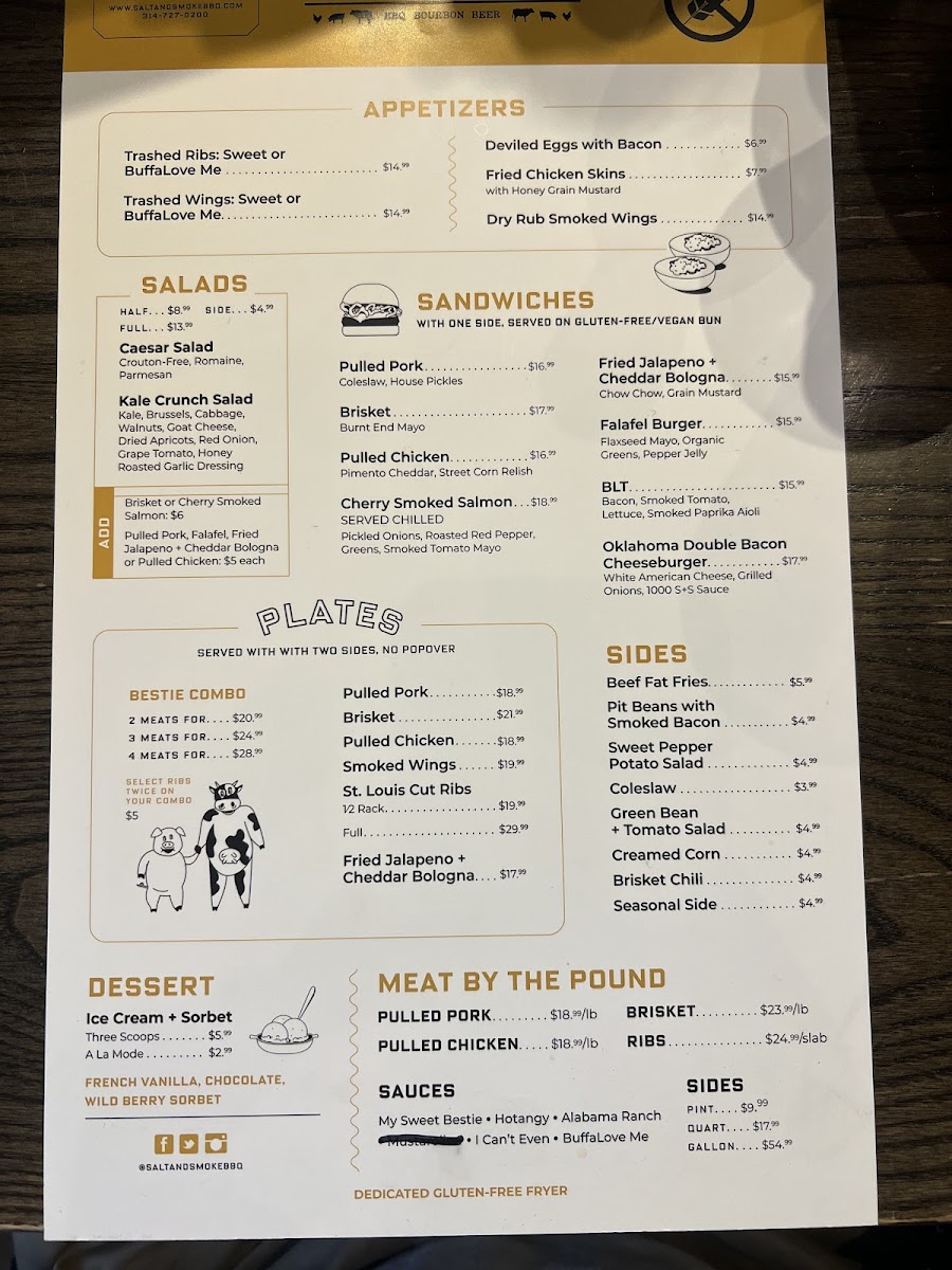 Salt + Smoke gluten-free menu