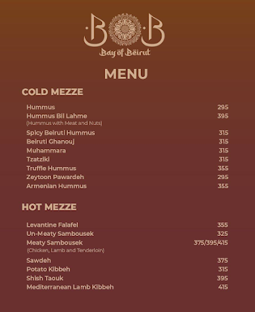 Bay Of Beirut menu 