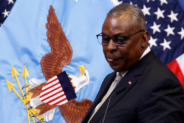 US secretary of defence Lloyd Austin attends a news conference during NATO defence ministers' meeting in Brussels, on October 12 2022. Picture: REUTERS/YVES HERMAN