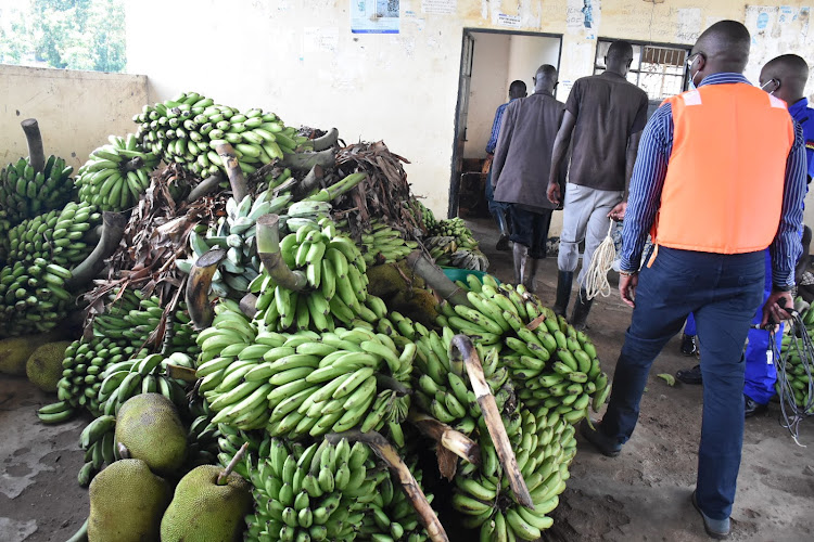 Banana and fruits from the boat that had capsized near Usenge beach on Tuesday night