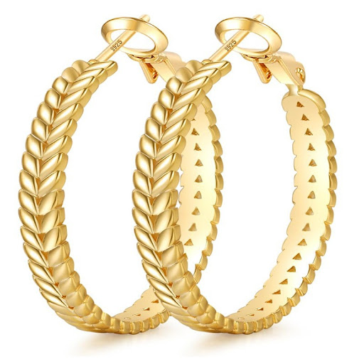 Title 4, Thick Silver Earrings Wheat Ring Fashion Women...