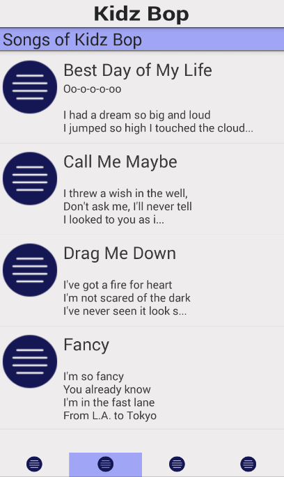 Android application Kidz Bop SONGS screenshort