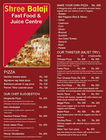 Balaji Fast Food & Juice Center menu 