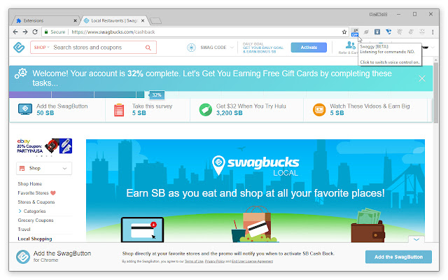 Swaggy [BETA] – more accessible Swagbucks chrome extension