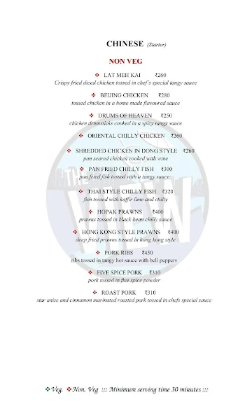 The View Restaurant & Lounge menu 