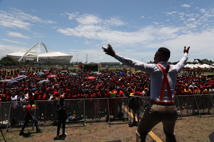 The EFF siyabonga rally under way at Durban People's Park.