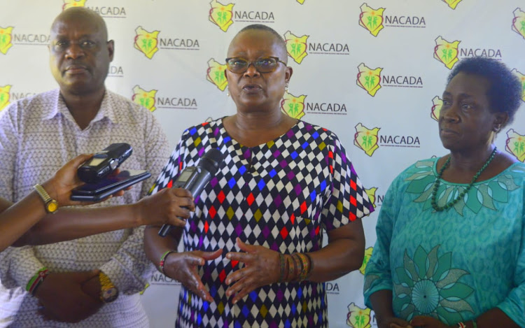 Interior CAS Winnie Guchu during a medical camp for drug addicts and tuberculosis at Miritini Rehabilitation Centre in Mombasa.