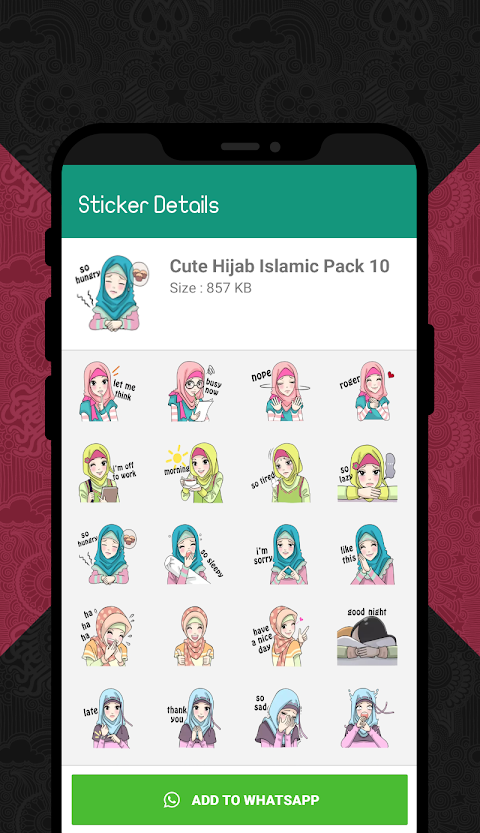 Cute Hijab Islamic Stickers for WhatsAppのおすすめ画像2