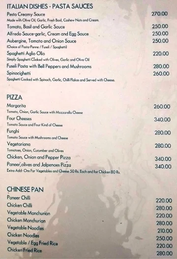 O'Zen Restaurant Cafe menu 