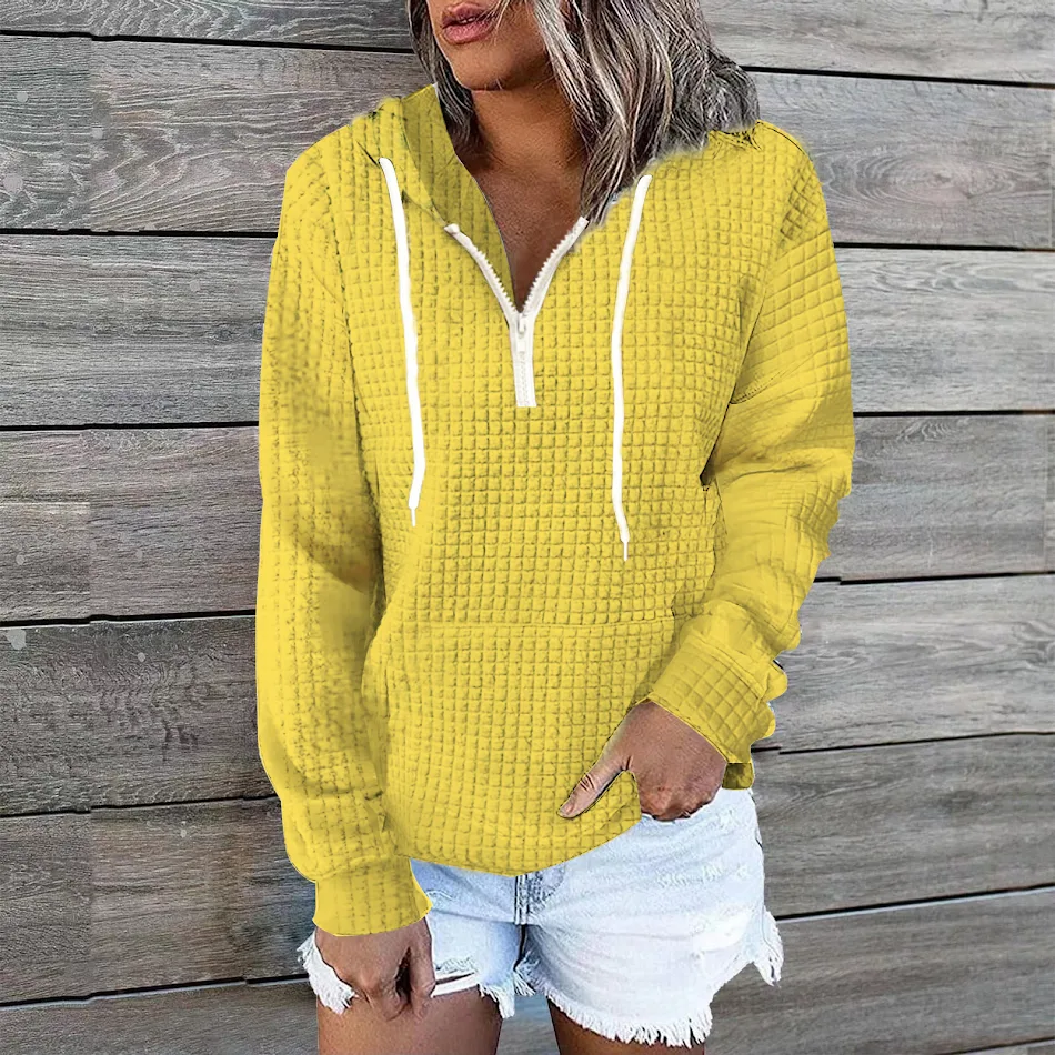 Dameswafel-hoodie-sweaterjas