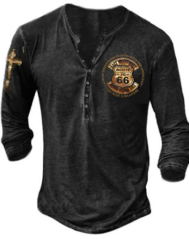 Herren T-Shirt Rundhals Langarm Sch - 2
