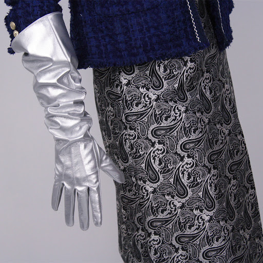 Title 10, Patent leather long gloves, 50cm length, featur...