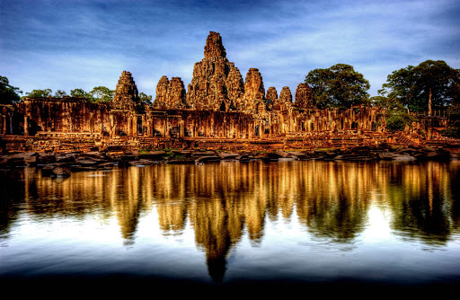 The Bayon is a richly decorated Khmer temple at Angkor in Cambodia built in the late 12th or early 13th century.