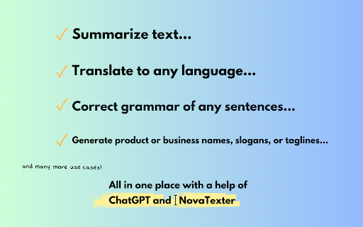 NovaTexter - Chat GPT Chrome Extension