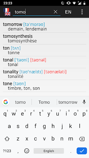 Screenshot French - English offline dict.