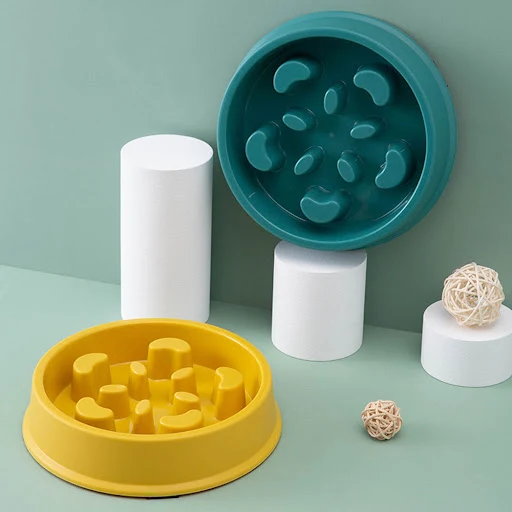 Pet Dog Bowl Slow Food Feeder Non-slip Anti Choking Cat Thickened Plastic Plate Bowls Healthy Anxiety Relief Dish Pet Su