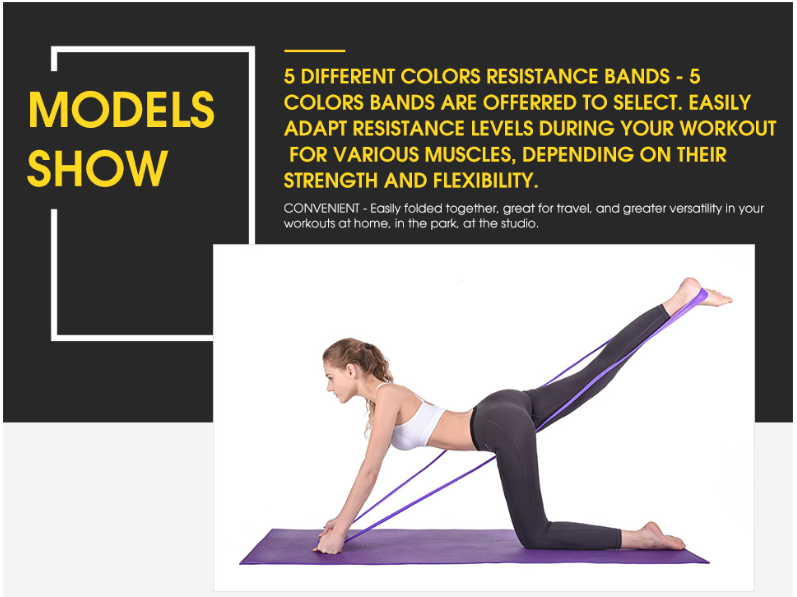 Ceinture de yoga élastique en latex pour résistance. Idéale pour étirements, Pilates et exercices. Améliore la flexibilité et renforce le corps.