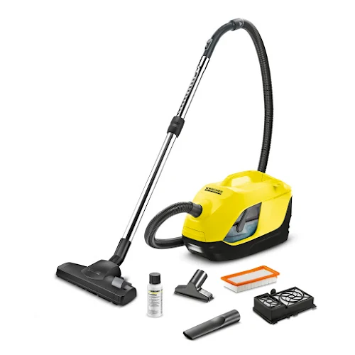 Máy hút bụi gia đình Karcher DS 6 sử dụng bộ lọc nước hiện đại , công suất hút thực tế 650w cùng hệ thống lọc đa lốc