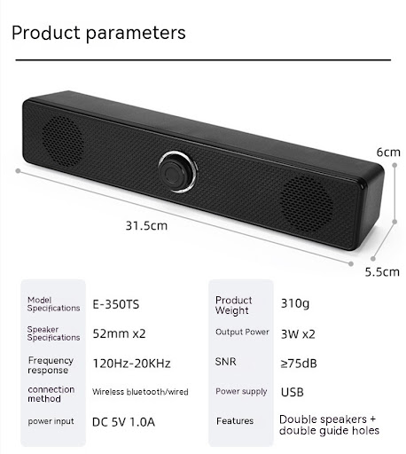 Title 1, Strip Loudspeaker for Home Desktop Computer, Wi...