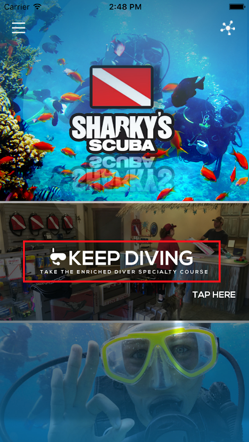 Android application Sharkys Scuba screenshort