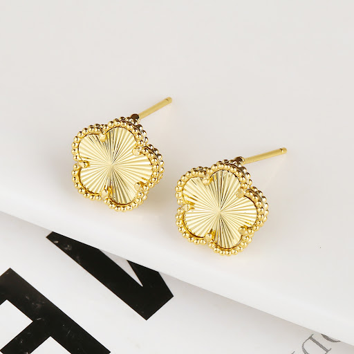 Title 8, Natural Stone Five Leaf Flower White Shell Earr...