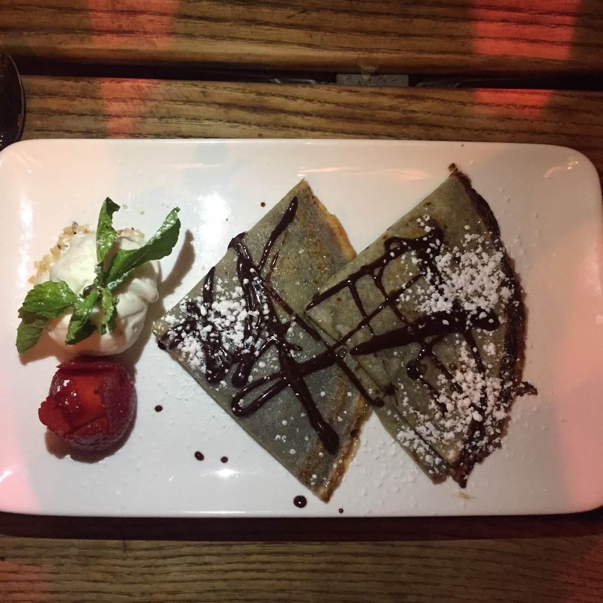 Dessert : Home Made Nutella Crêpe with Vanilla Ice cream