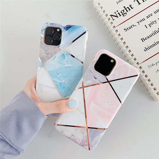 Title 5, Stitched geometric marble phone case. Stylish p...