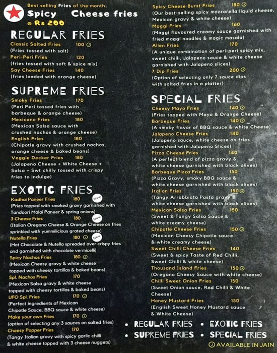 UFO Fries & Corn menu 