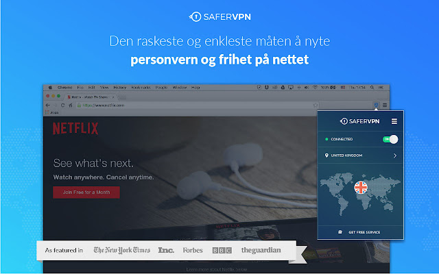 SaferVPN GRATIS VPN | Personvern og fri tilgang til sider