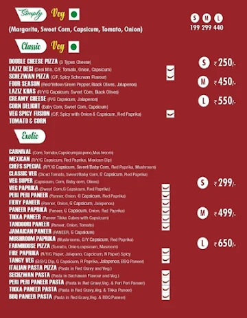 Laziz Pizza menu 