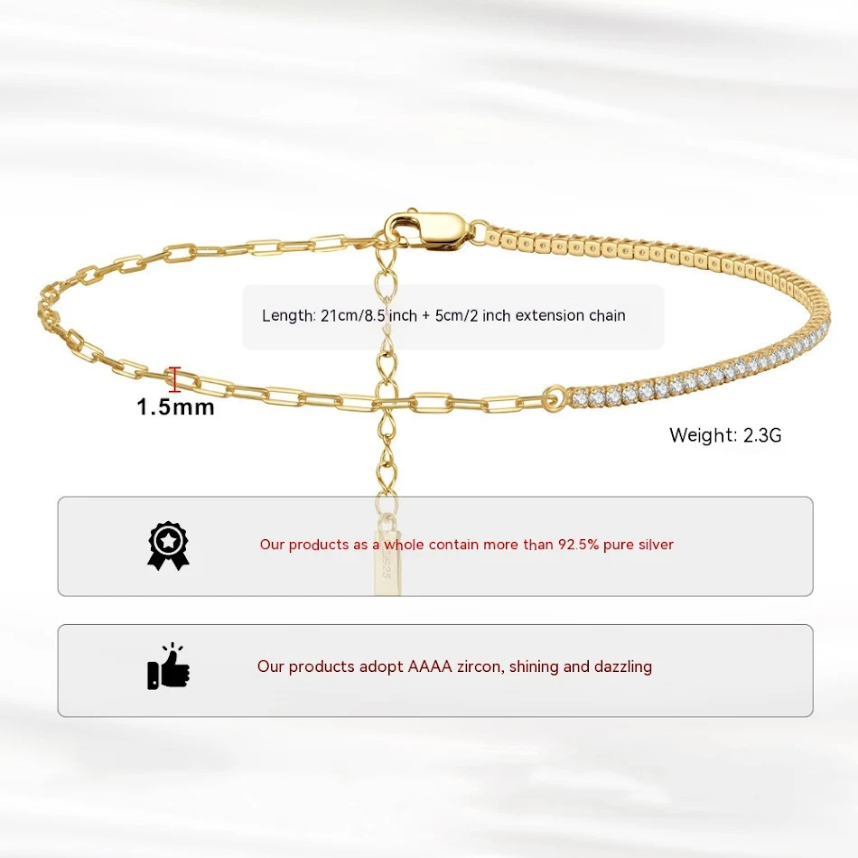 Bracelet de cheville en argent sterling avec point de chaînette retour et diamants. Un bijou raffiné pour sublimer votre cheville.