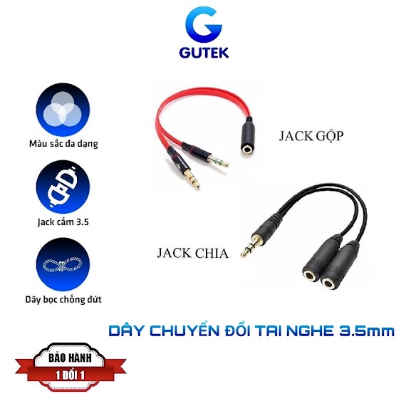 Dây Gộp 2 Jack 3.5 Micro + Tai Nghe Thành 1 Lỗ Cắm Jack 3.5 Ly Và Cáp Gộp Audio Và Mic 3.5Mm Jack Gộp Tai Nghe 3.5