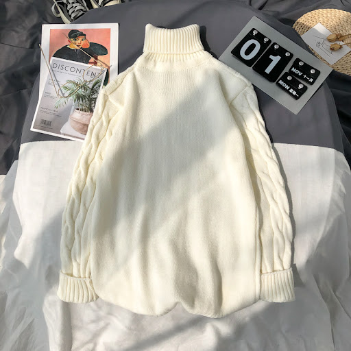 Title 5, Plus Size Solid Color Turtleneck Pullover Sweat...