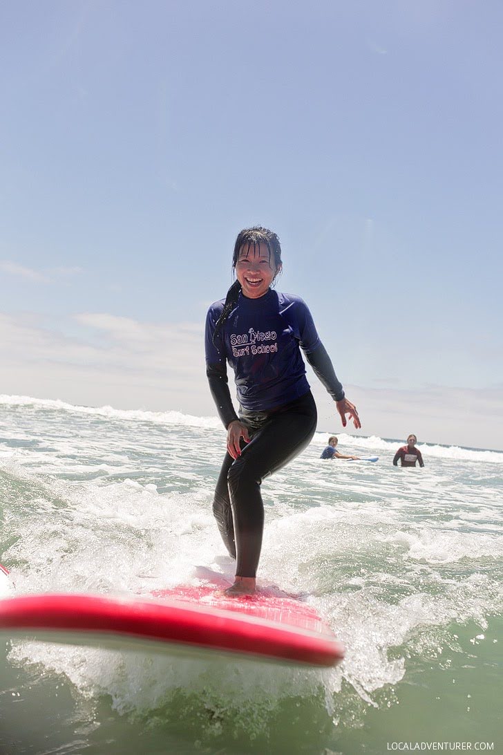 Learning to Surf with San Diego Surf School.