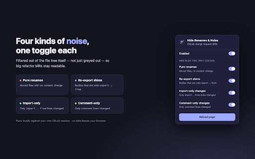 GitLab Diff: Hide Renames, Shims & Noise screenshot 1