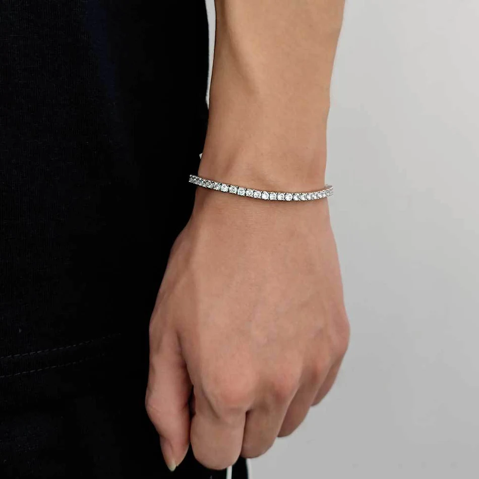 Pulseira de Tênis Corrente Zircônia Marca Fashion Hip Hop. Brilho e Estilo para um Visual Impactante e Moderno.